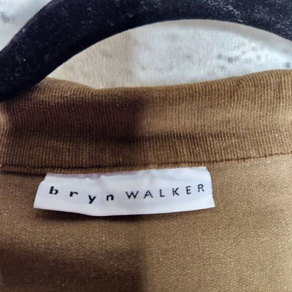 Bryn Walker Brown Green Collared Button Down Corduroy Shirt Womens Large Cotton - Picture 8 of 13